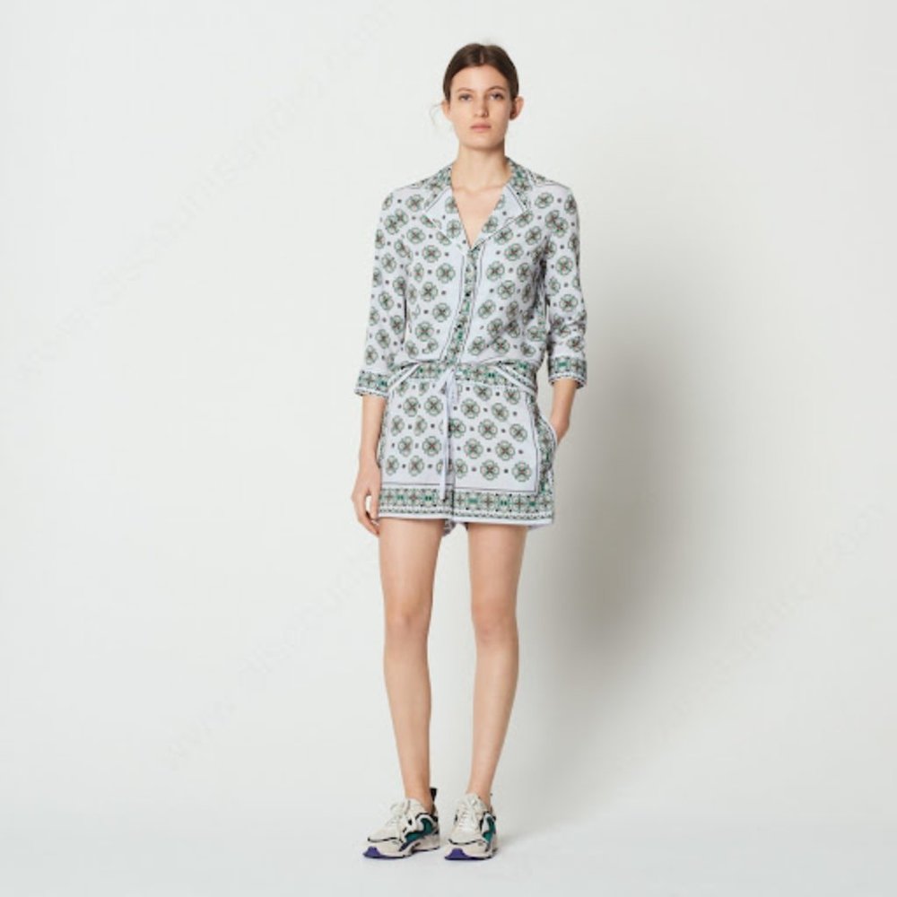 SANDRO Boxy Float Mosaic Printed Shirt Size 1